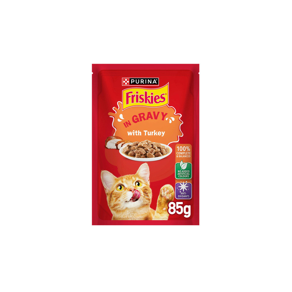 Friskies Cat Eating Bag Turkey Gravy 85g