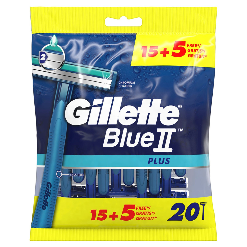 Gillette Blue2 Plus Disposable Razor For Men - 20 Pieces