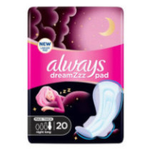 Always Dreamzz Pad Cotton Soft Maxi Thick Night Long Sanitary Pads With Wings 20 Pads