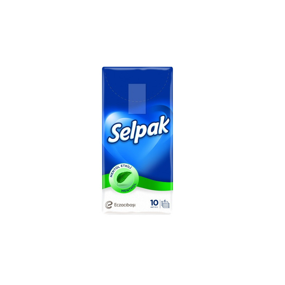 Silpack Paper Tissue Pocket 10 Pieces 4 Layers 21cm x 21cm with Menthol Scent
