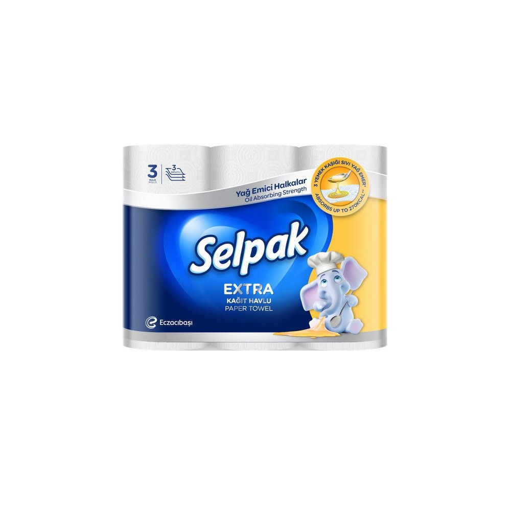 Silpack Extra Paper Towel Roll 75 Sheets 3 Layers 21.8cm 12cm 3 Rolls