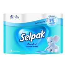 Silpack Comfort Paper Towel Roll 90 Sheets 2 Layers 21.8cm 12.8cm 6 Rolls