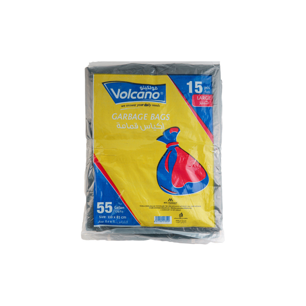 Volcano garbage bags 55 gallons 15 pieces 2 packs