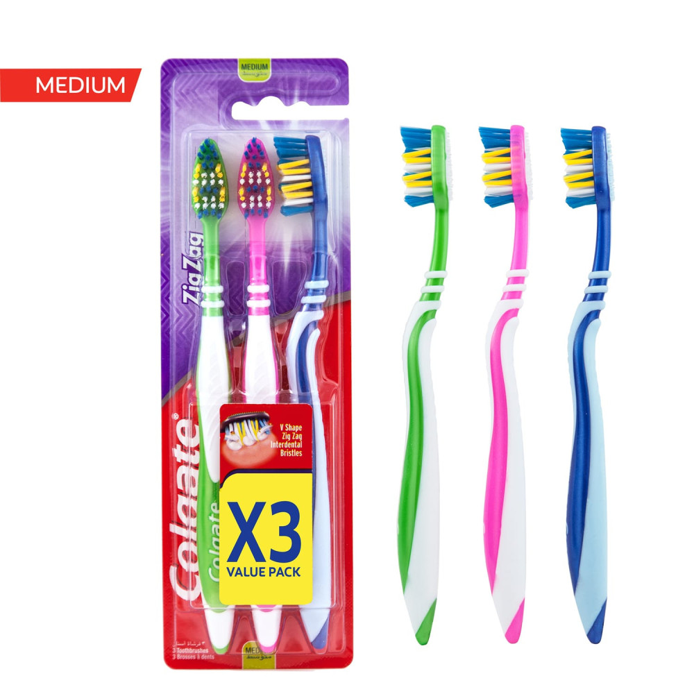 Colgate Toothbrush Zig Zag Medium 3 Pieces Set