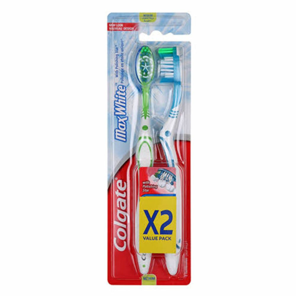 Colgate 2-Piece Max White Manual Toothbrush Multicolour