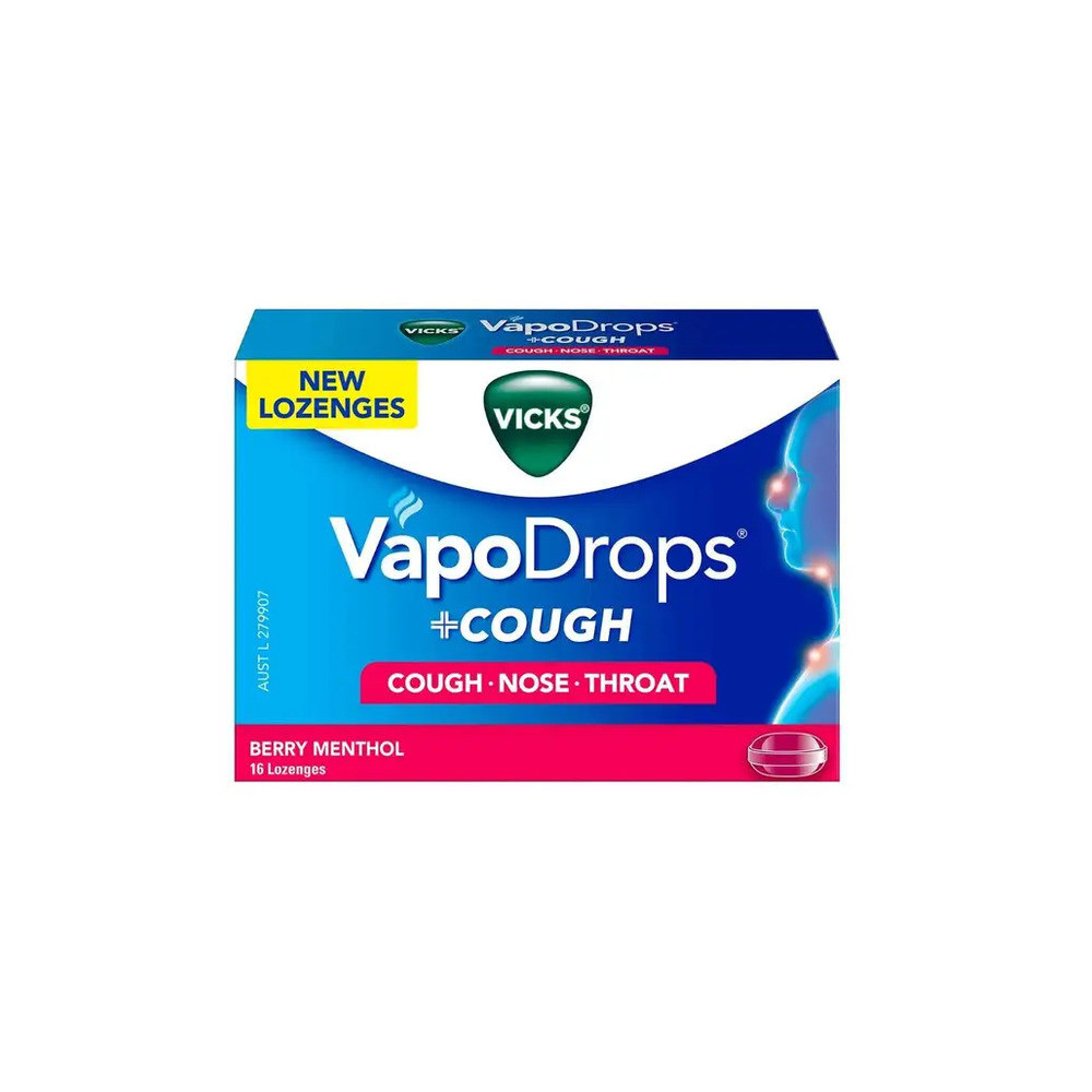 Vicks Vapodrops Lozenges - Menthol Raspberry Flavor 16Tablets