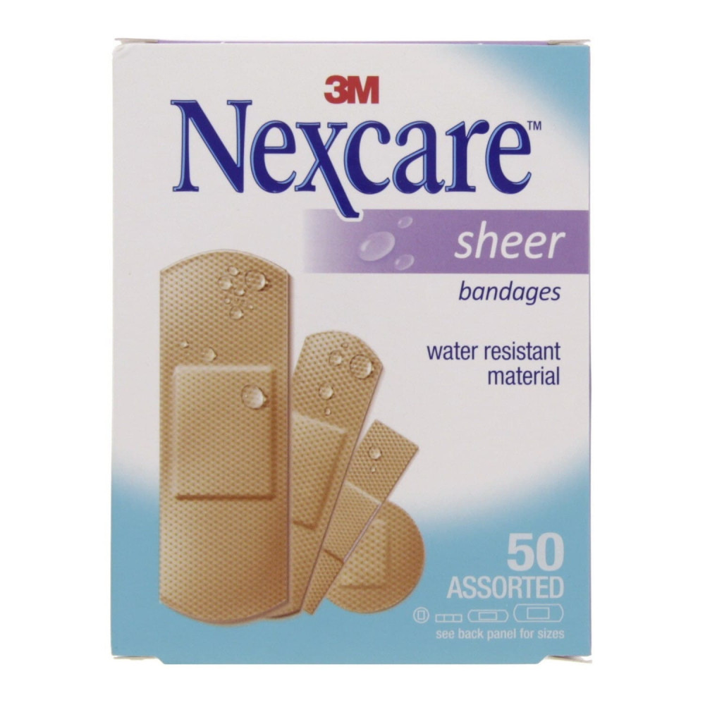Nexcare Transparent Waterproof Bandages Assorted 50 Pieces