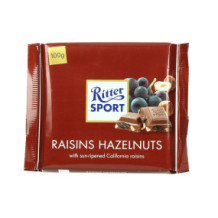 Ritter Sport Raisin Hazelnut Chocolate 100g.