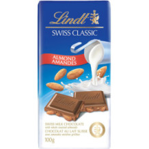 Lindt Swiss Classic Whole Almond Milk Chocolate 100g.