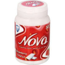 Nova Strawberry Gum, 50 pieces per pack, 70 grams