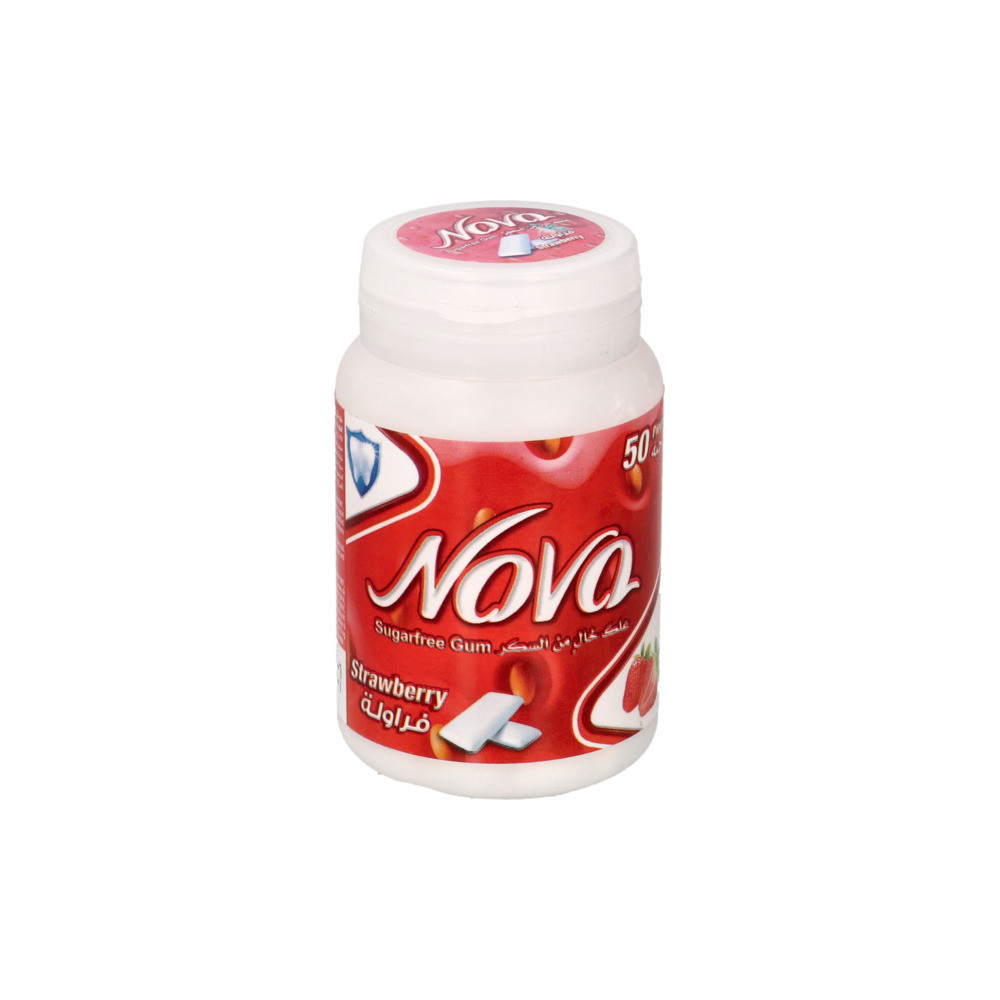 Nova Strawberry Gum, 50 pieces per pack, 70 grams