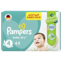 Pampers Baby-Dry Taped Diapers with Aloe Vera Lotion Size 4, 9-14kg, 44 Count