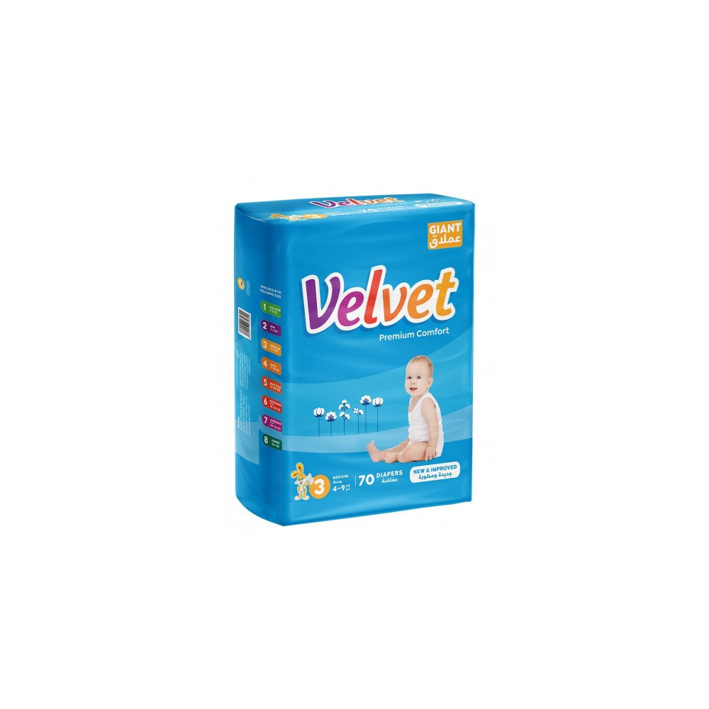 Velvet Giant Medium 4-9 Kg No. 3 (70 Diapers)