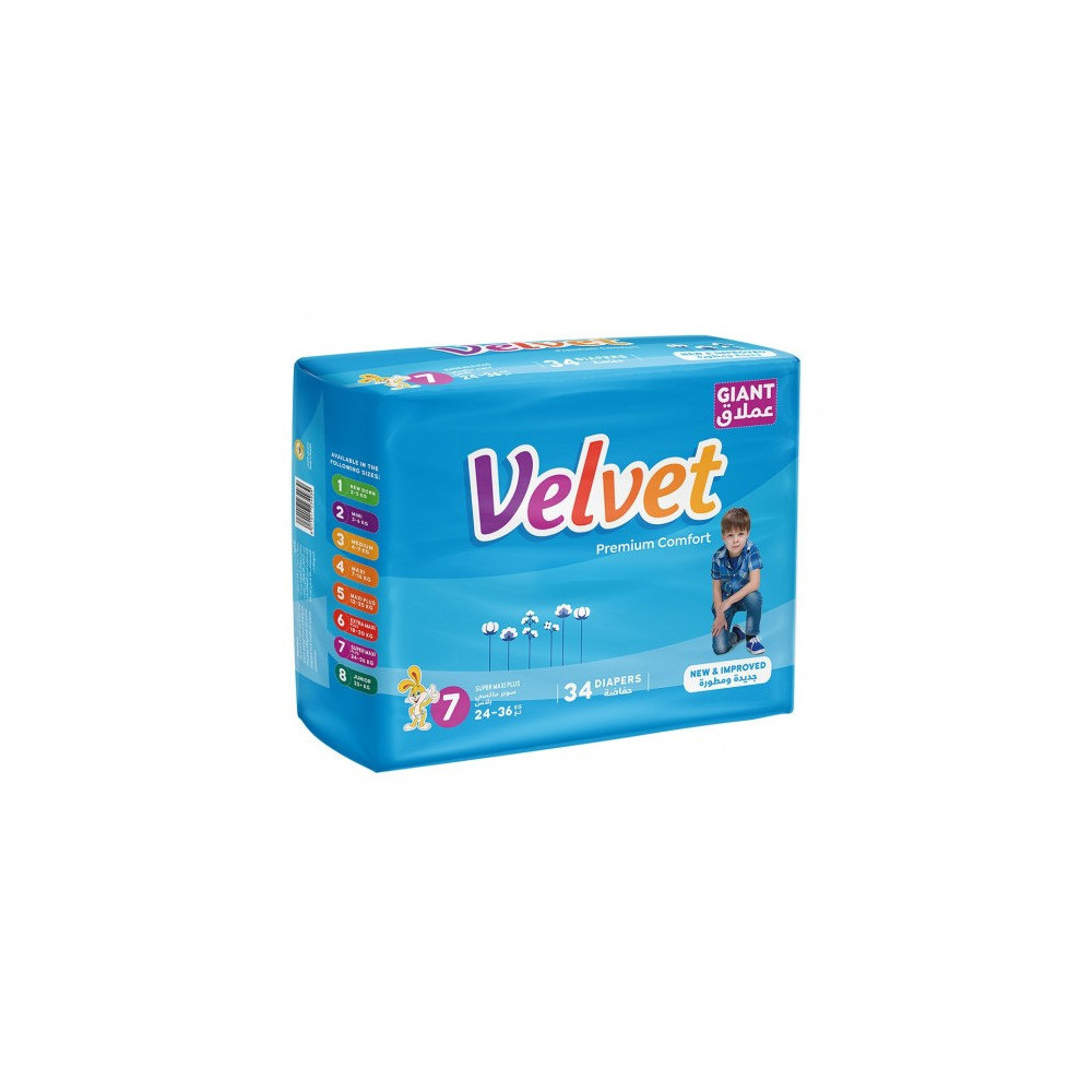 Velvet Giant Super Maxi Plus 24-36 Kg No. 7 (34 Diapers)