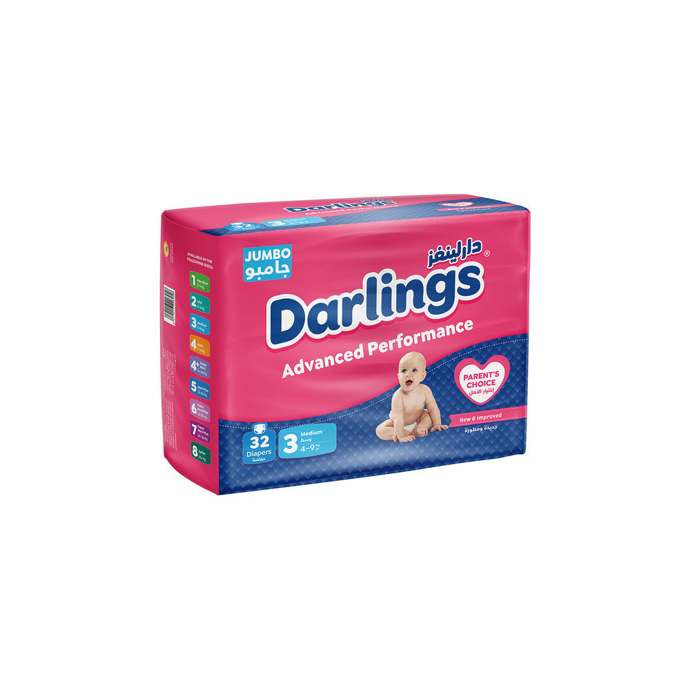 Darlings Advanced Size 3 Medium (4-9kg) - 32 Diapers Jumbo