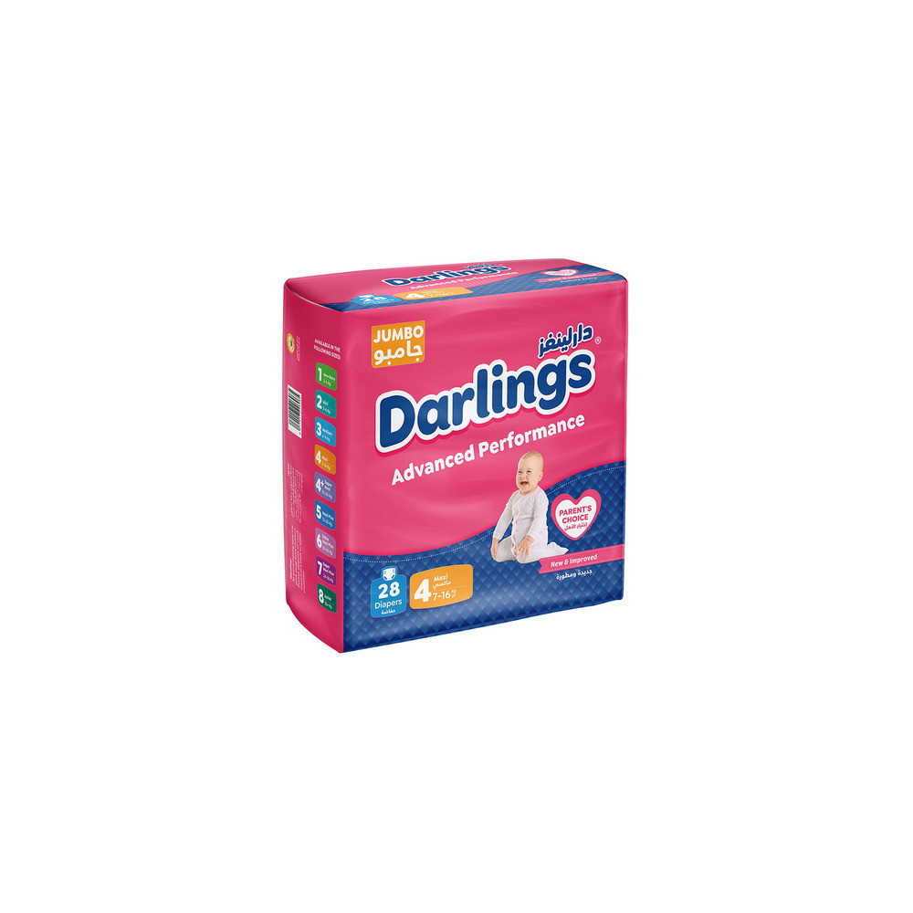 Darlings Advanced Size 4 Maxi (7-16kg) - 28 Diapers Jumbo