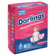 Darlings Jumbo Baby Diapers (24 Diapers) 12-25 Kg No. 5
