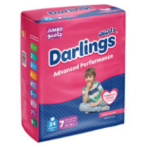 Darlings Jumbo Baby Diapers (24 Diapers) Plus No. 7
