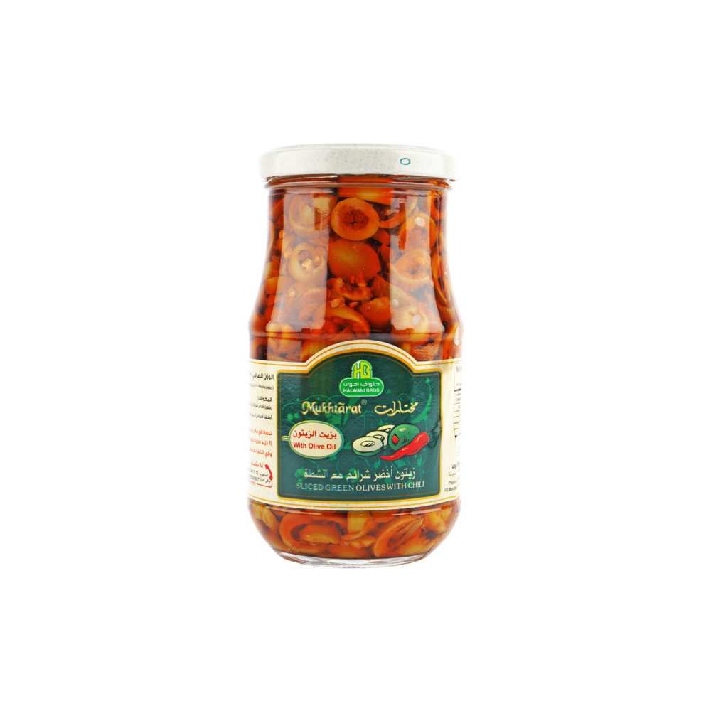 Halwani Bros Sliced Green Olive With Chilli 325 g