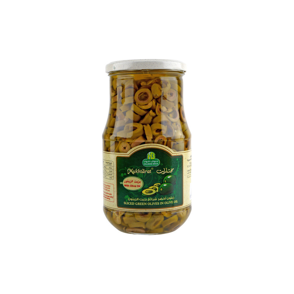 Halwani Bros Green Olives, Sliced 650 gm