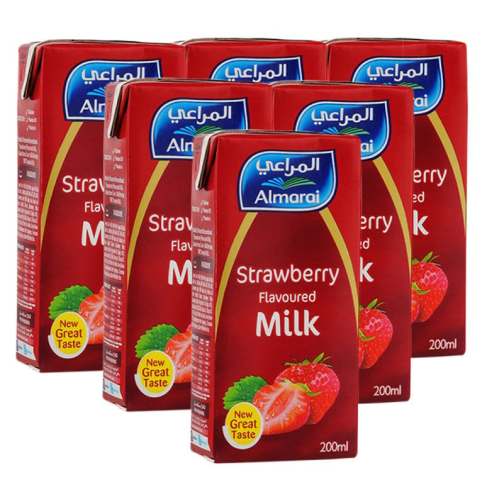 Almarai Long-Life Milk with Strawberry Stars 200 ml 5+1 free