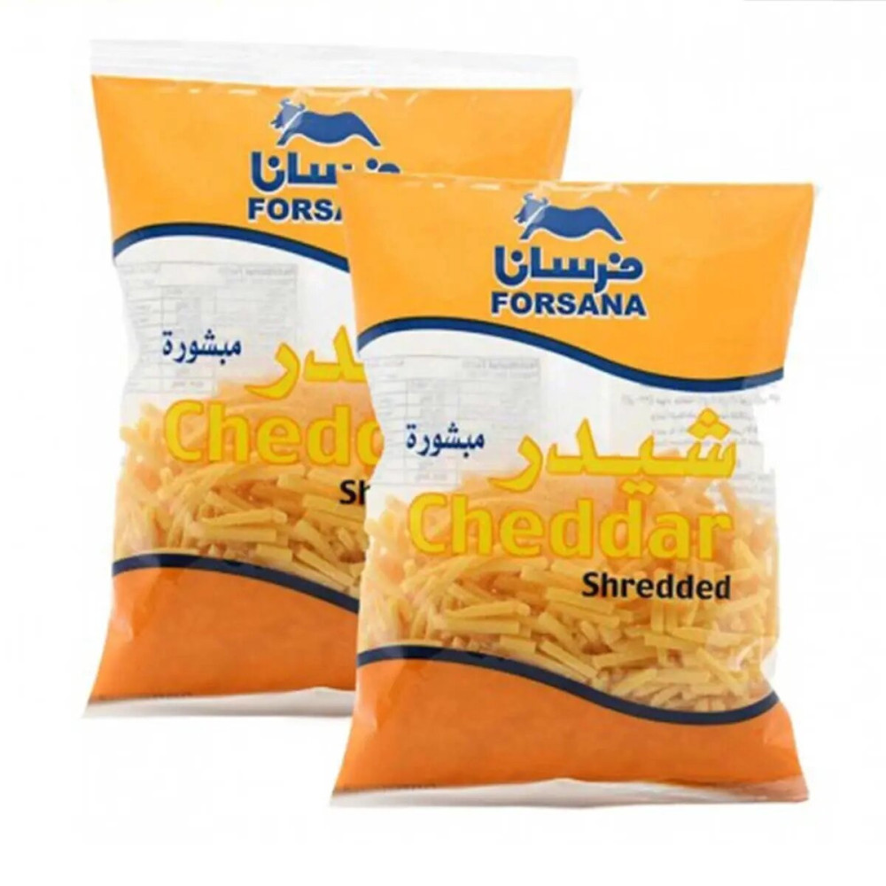 Al Forsan Grated Cheddar Cheese 200g 2 Pieces