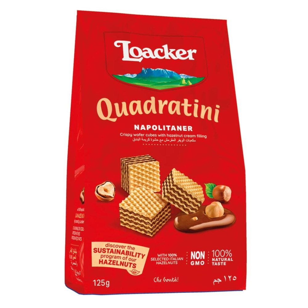 Loacker Quadratini Napolitaner Bite Size Wafer Cookies 125G