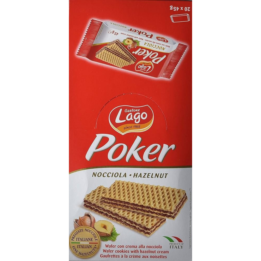Lago Poker Hazelnut Cream Wafers 45g (20 pack)