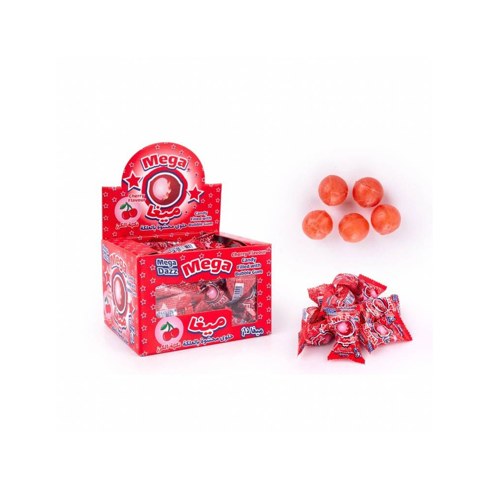 Mega Dazz Cherry Candy Filled with Bubble Gum 60x8g
