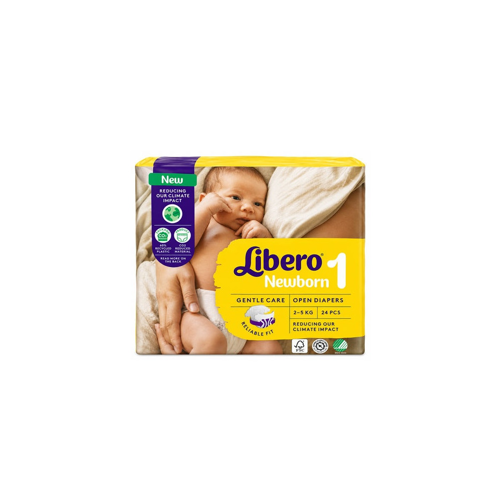 Libero Newborn Baby Diapers, Size 1, 2-5kg, 24 Pieces
