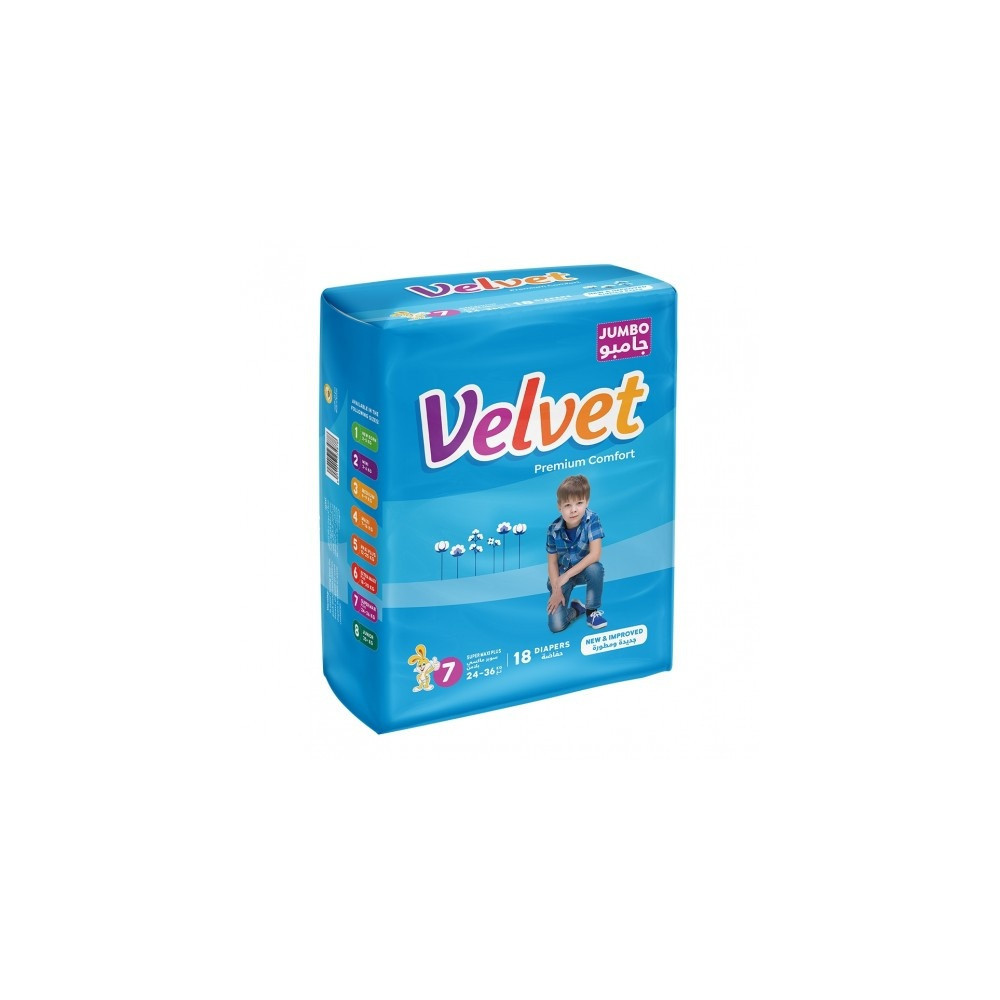 Velvet Jumbo Super Maxi Plus 24-36 Kg No. 7 (18 Diapers)