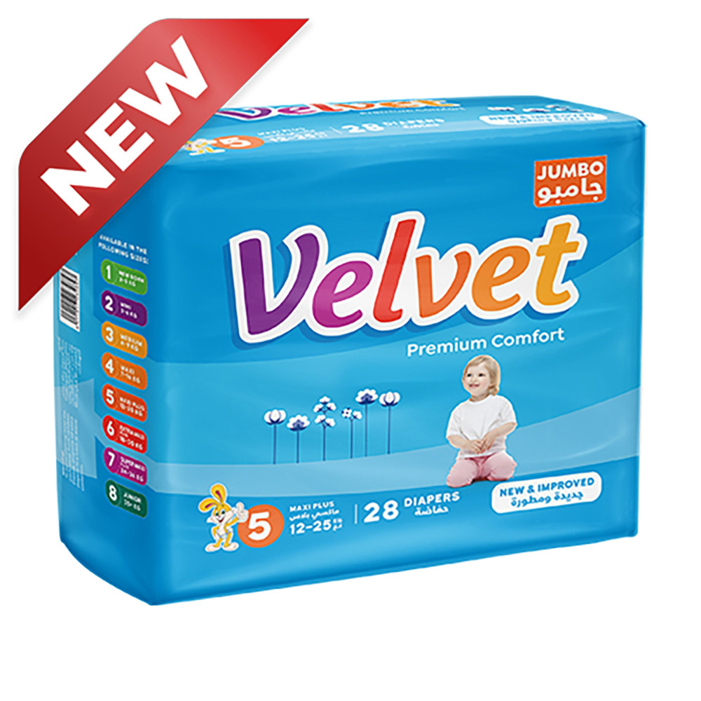 Velvet Jumbo Maxi Plus 12-25 Kg No. 5 (28 Diapers)