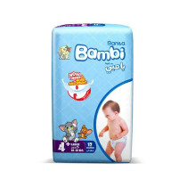 Sanita Bambi Baby Diapers Large Plus Regular No. 4+ (12 Diapers)