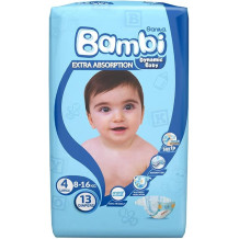 Sanita Bambi Baby Diapers Large Regular No. 4 (13 Diapers)
