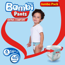 Sanita Bambi Extra Large Jumbo Baby Diapers No. 6 (40 Diapers)