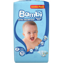 Sanita Bambi Baby Diapers Medium Jumbo No. 3 (70 Diapers)