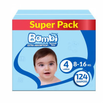 Sanita Bambi Super Pack Large Baby Diapers No. 4 (124 Diapers)