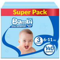 Sanita Bambi Super Pack Baby Diapers Medium No. 3 (140 Diapers)