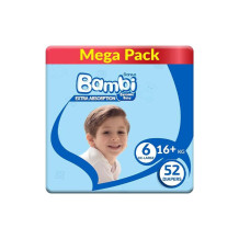 Sanita Bambi Baby Diapers Mega Extra Large No. 6 (52 Diapers)