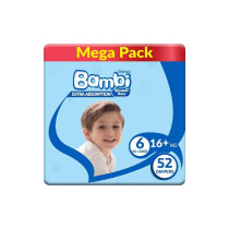 Sanita Bambi Baby Diapers Mega Extra Large No. 6 (52 Diapers)