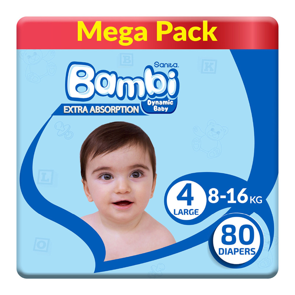 Sanita Bambi Mega Baby Diapers No. 4 (80 Diapers)