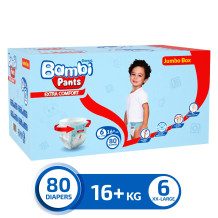 Sanita Bambi Baby Diapers Extra Large Shorts Carton No. 6 (80 Diapers)
