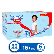 Sanita Bambi Baby Diapers Extra Large Shorts Carton No. 6 (80 Diapers)
