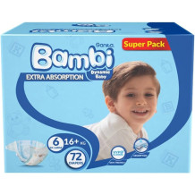 Sanita Bambi Super Big Baby DiapersXXL No. 6 (72 Diapers)