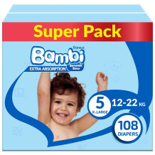 Sanita Bambi Super Big Baby Diapers No. 5 (108 Diapers)