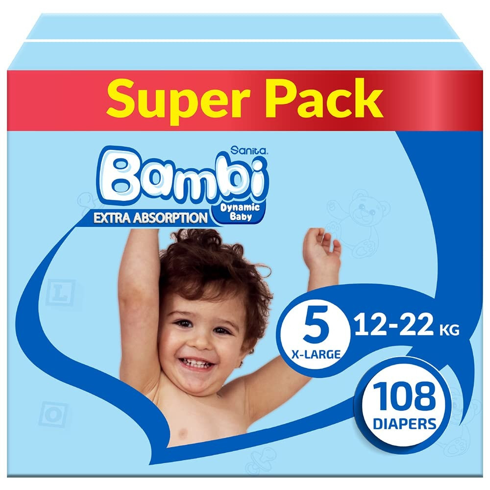 Sanita Bambi Super Big Baby Diapers No. 5 (108 Diapers)