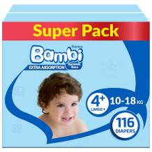 Sanita Bambi Super Pack Large Baby Diapers No. 4+ (116 Diapers)