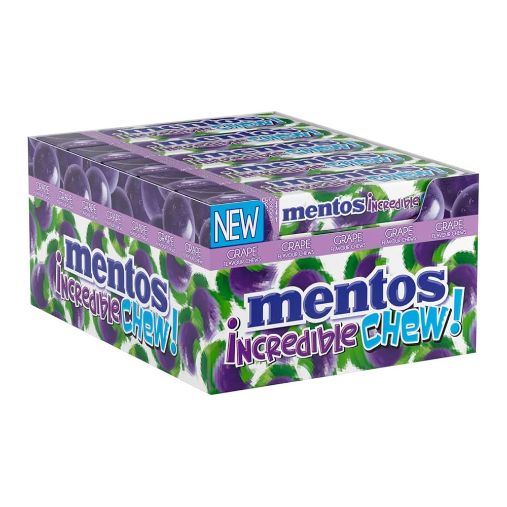 Mentos Incredible Chew Grape Flavor Chewable Candy 20x45g