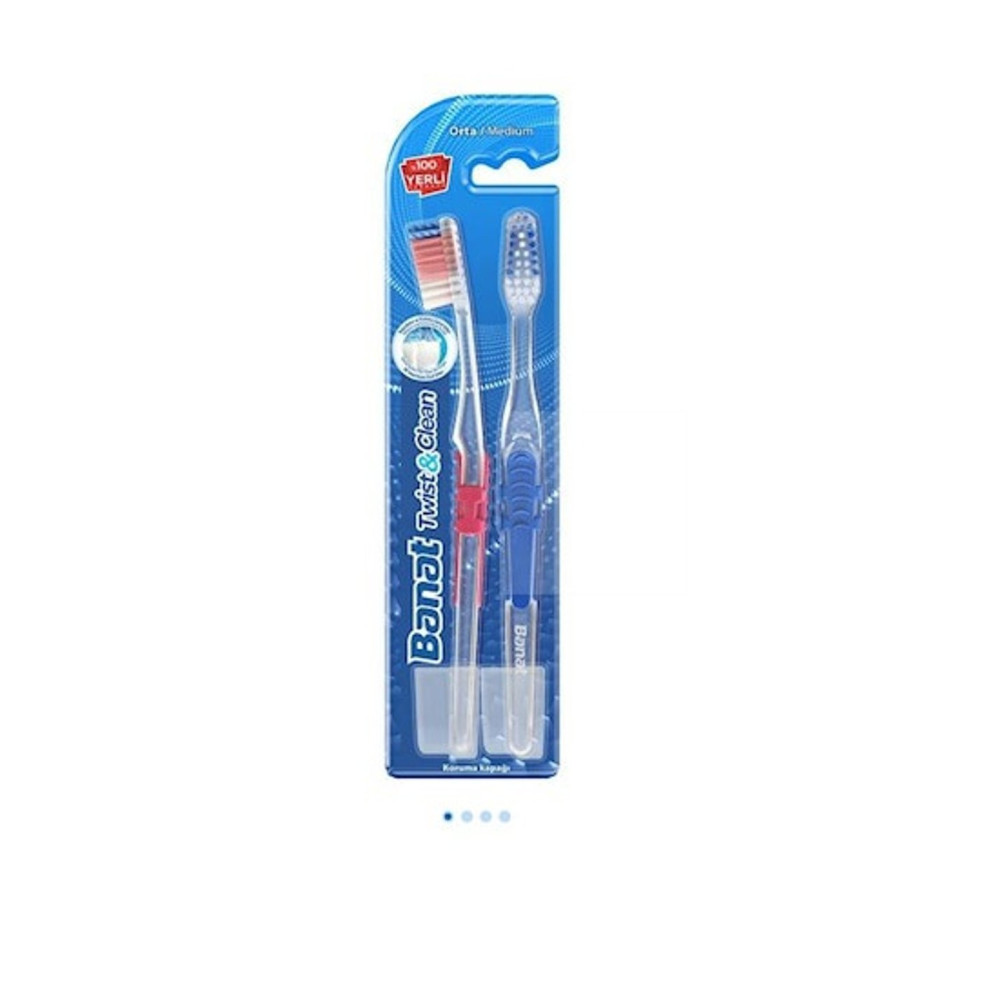Banat Twist Clean Toothbrush 1+1 Medium Size-