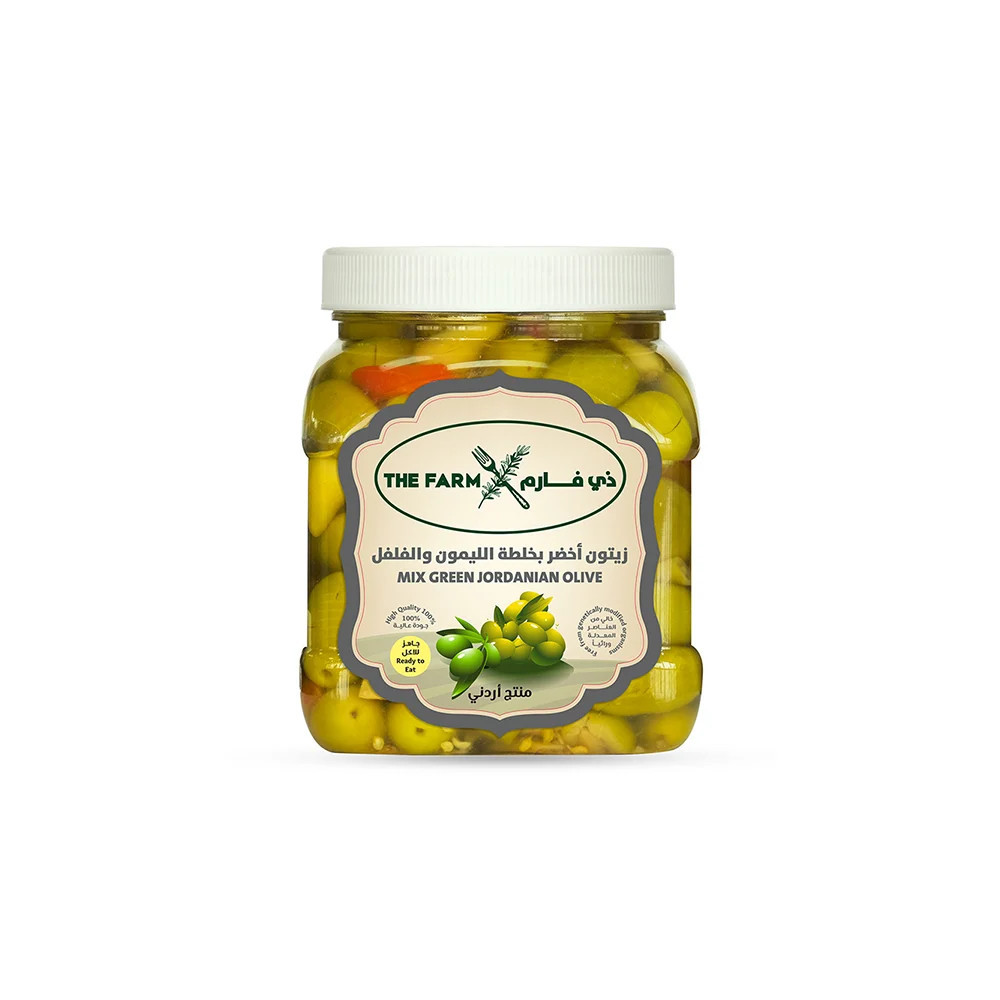 The Farm Jordanian Green Olives Lemon + Pepper Mix 850 g